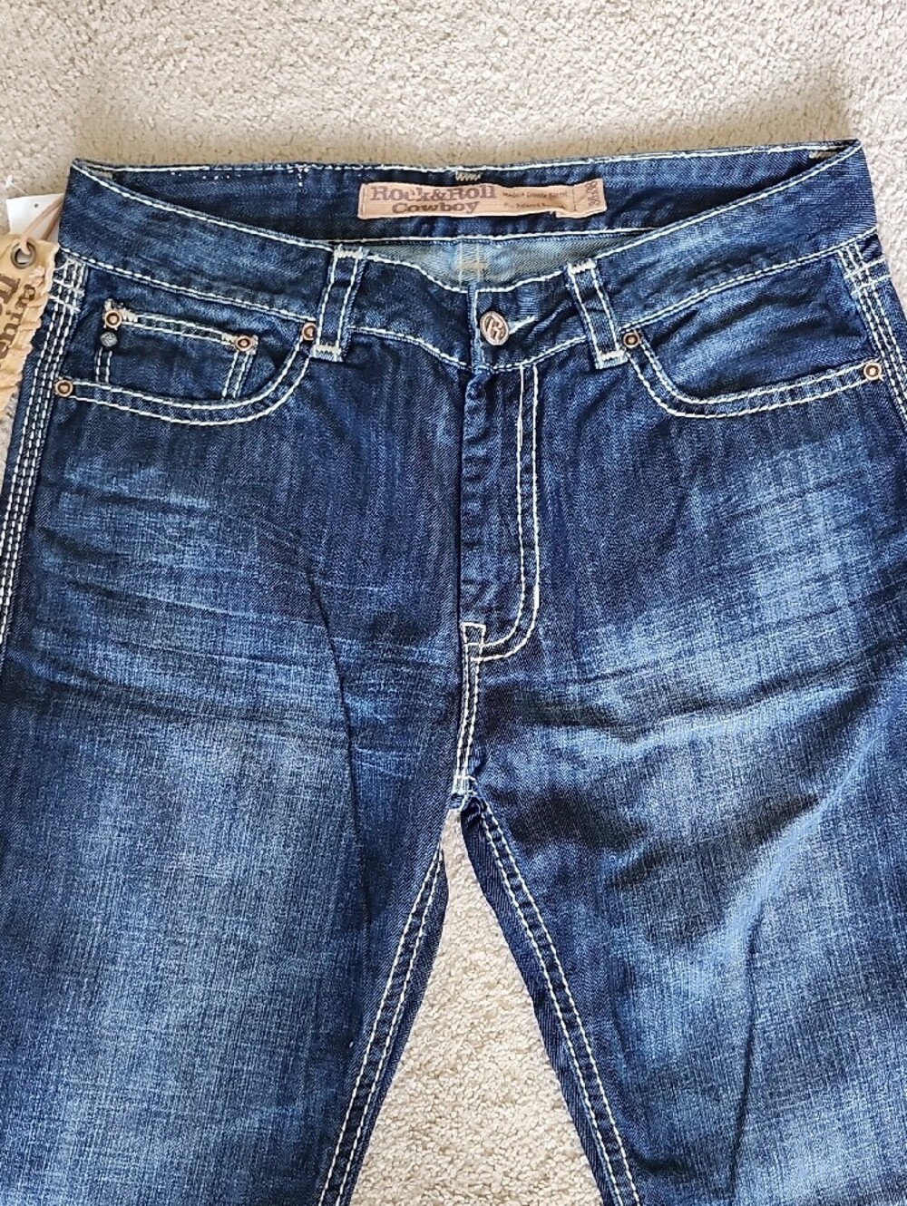 Rock & Roll Cowboy Men's Double Barrel Relaxed Bootcut Jeans Dark Wash - Picture 5 of 15